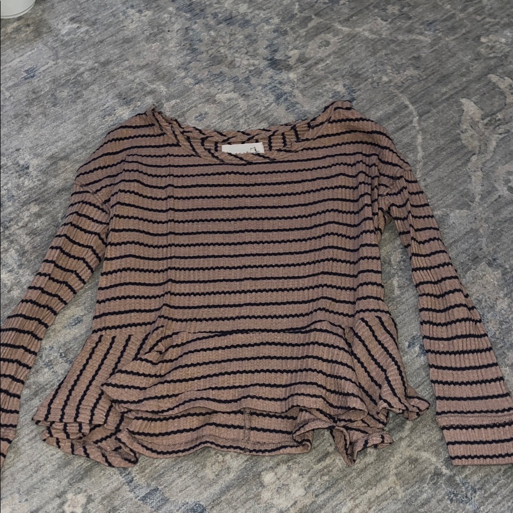 Striped Brown and Navy Women's Top